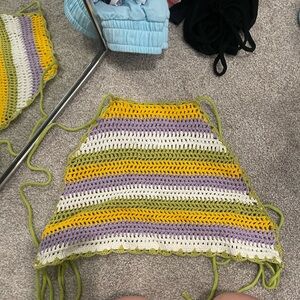 Zara Multicolor Crochet Bib Top